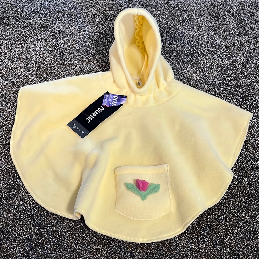 NWT Polartec Classic 200 infant 6 months yellow fleece hooded cape coat Belle